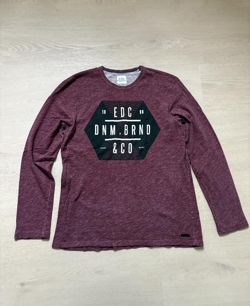 EDC by Esprit Longsleeve – Bordeaux Rood Gemêleerd – Maat XL, Kleding | Heren, EDC, Maat 56/58 (XL), Ophalen of Verzenden, Gedragen