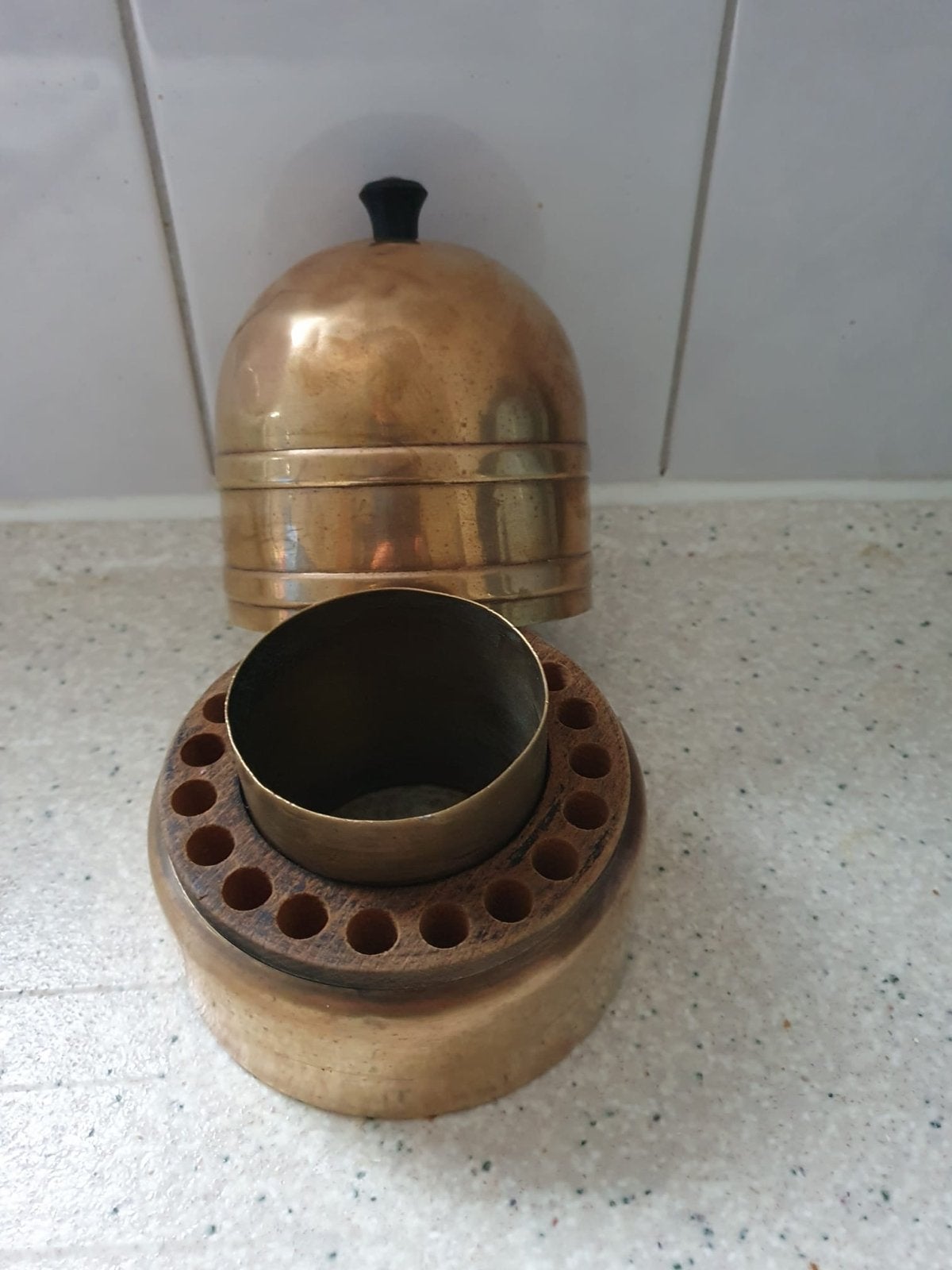 Vintage Messing Inktpot met Pennenhouder, Ophalen of Verzenden