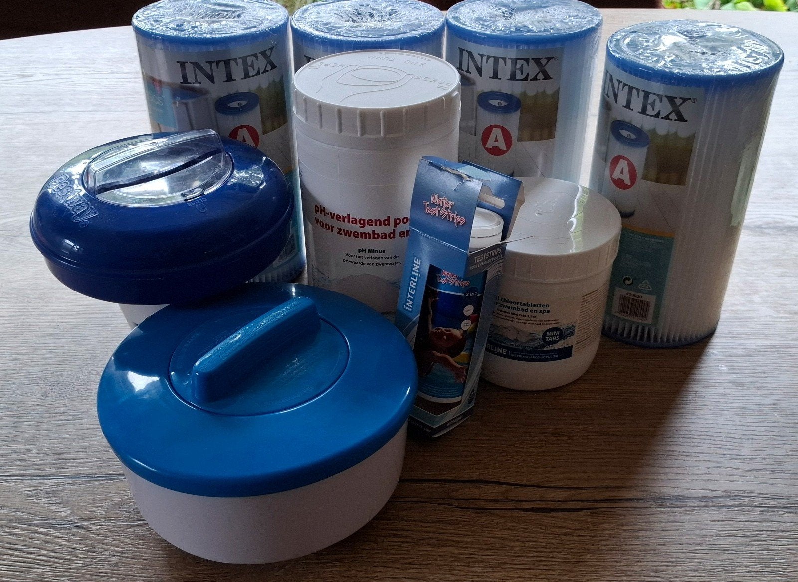 INTEX zwembad filters, chloor, ph verlagend, test strips, Ophalen of Verzenden, Reinigingsmiddel