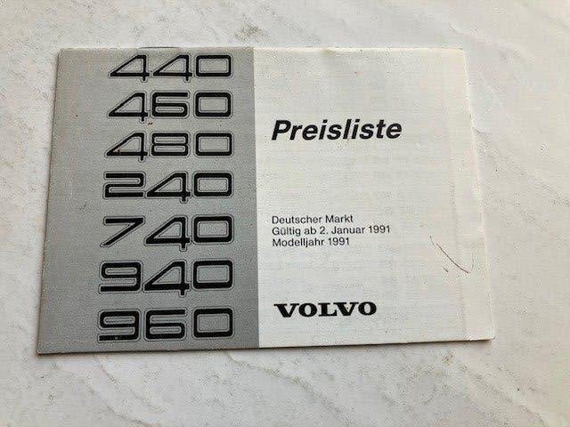 Volvo Prijslijst 1991 - 440, 460, 480, 240, 740, 940, 960, Volvo, Volvo Deutschland, Ophalen of Verzenden, Zo goed als nieuw