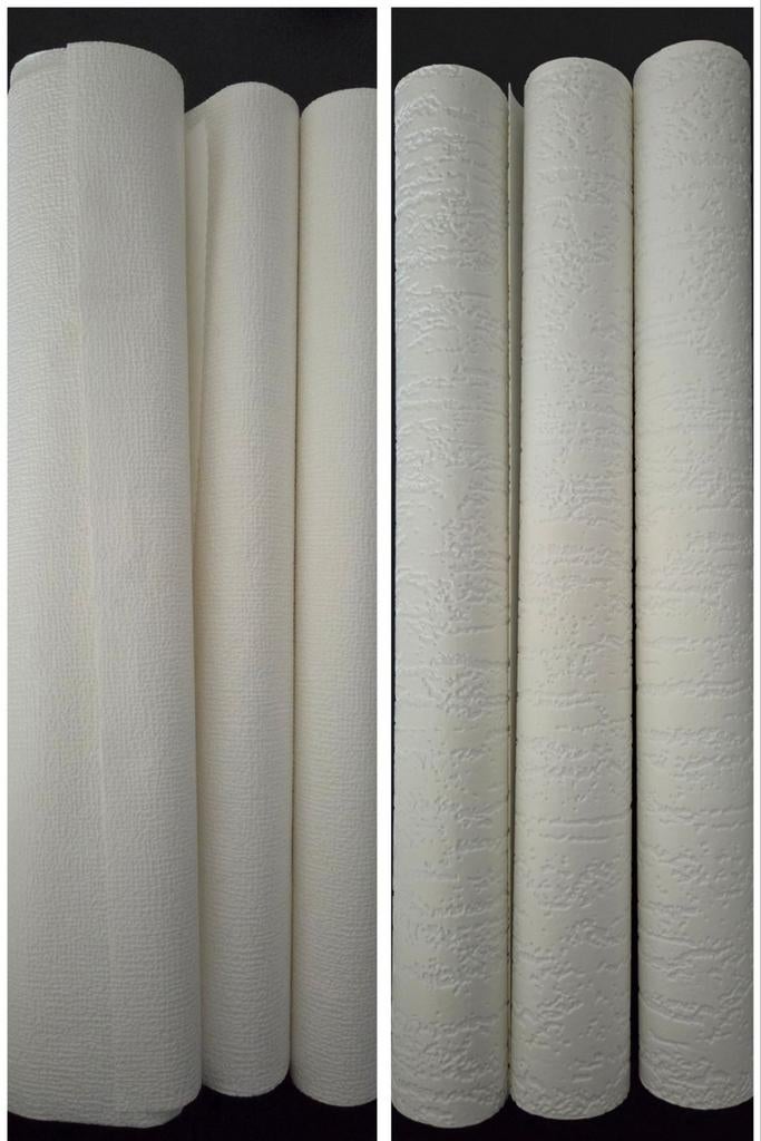Resten behang Wit en Wit overschilderbaar vliesbehang, Ophalen, 10 tot 25 m², Grijs