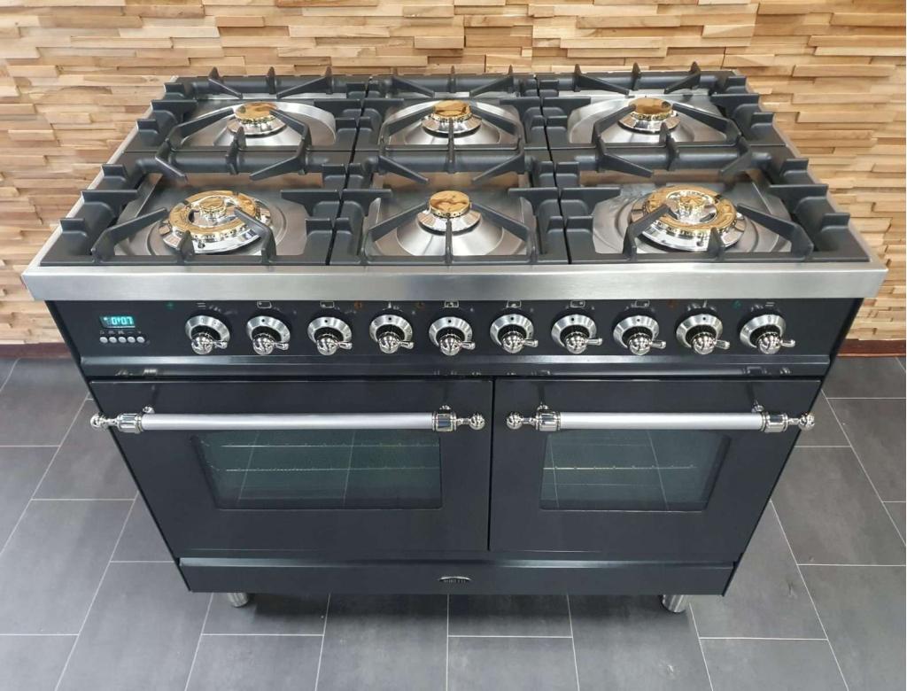 Luxe Boretti Fornuis 100cm antraciet + rvs 6 pits 2 ovens, Niet ingevuld, 60 cm of meer, Niet ingevuld, Ophalen of Verzenden