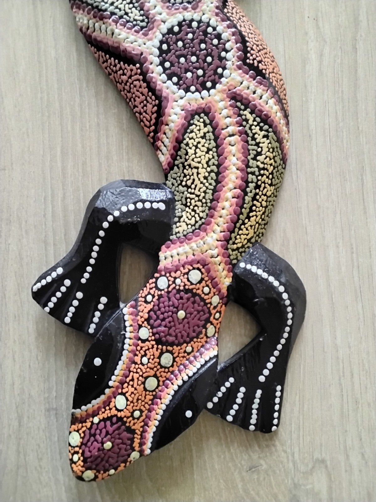houten Gecko 42 cm, Ophalen, Wandhanger, Nieuw, 13 cm