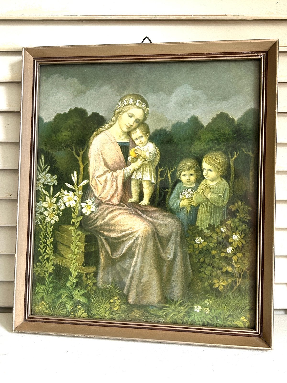 Vintage schilderijtje prent Maria met kind, Ophalen