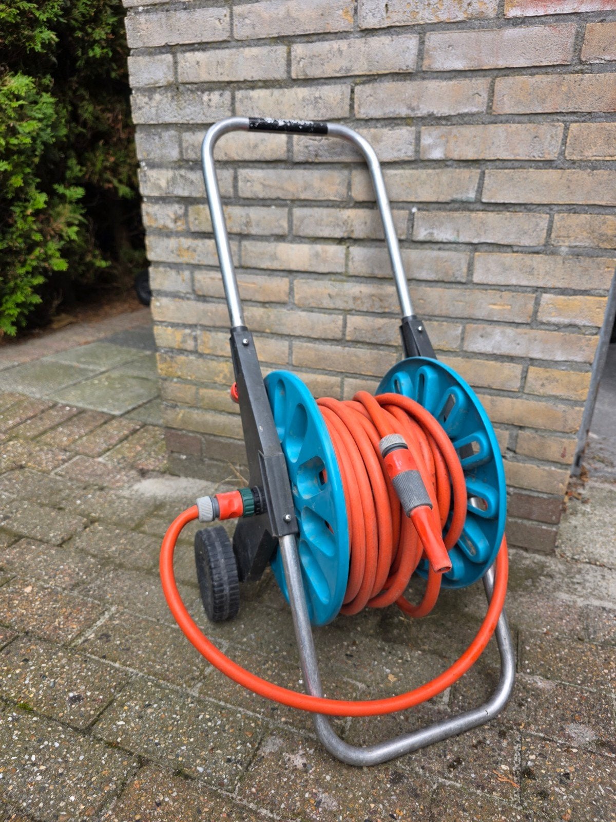 Gardena tuinslanghaspel met slang 20 meter, Tuin en Terras, Ophalen, Gebruikt, Tuinslanghaspel