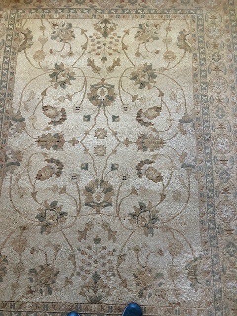 Vloerkleed in een Oushak- Tabriz stijl, Ophalen, Nostalgisch/Huislijk, Gebruikt, Beige