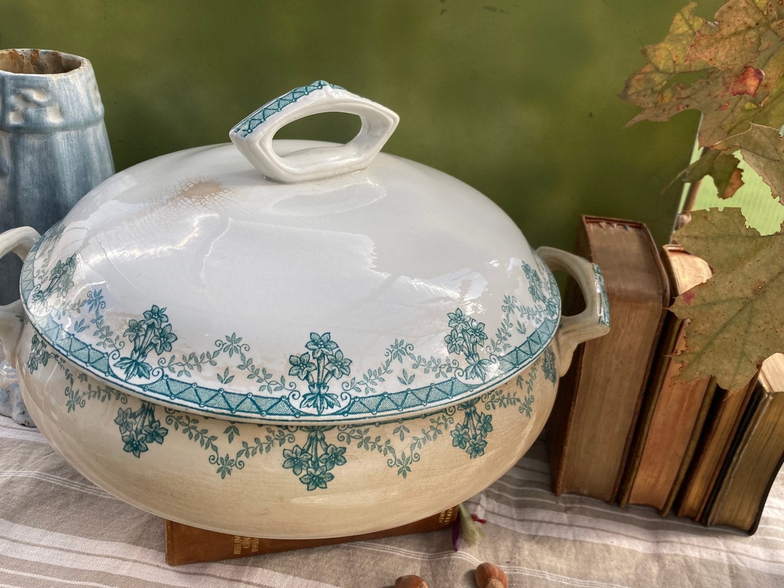 Brocante Franse dekschaal of terrine, Ophalen of Verzenden