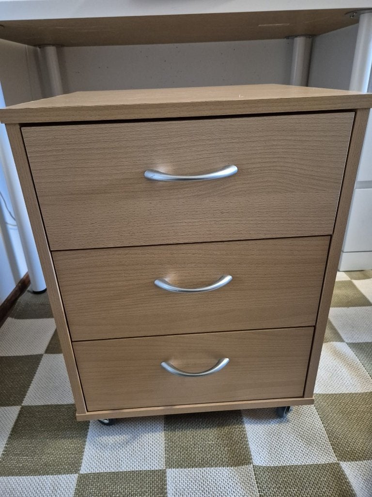 Stevig houtlook ladekastje / nachtkastje (56,5 x 42,5 x 40), Ophalen, Gebruikt, 50 tot 100 cm, 3 of 4 laden