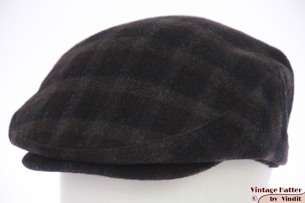 Vintage flatcap Platte pet donker blauw en bruin 58, Ophalen of Verzenden, Gedragen, 58 of 59 cm (L, 7¼ of ⅜ inch), Pet