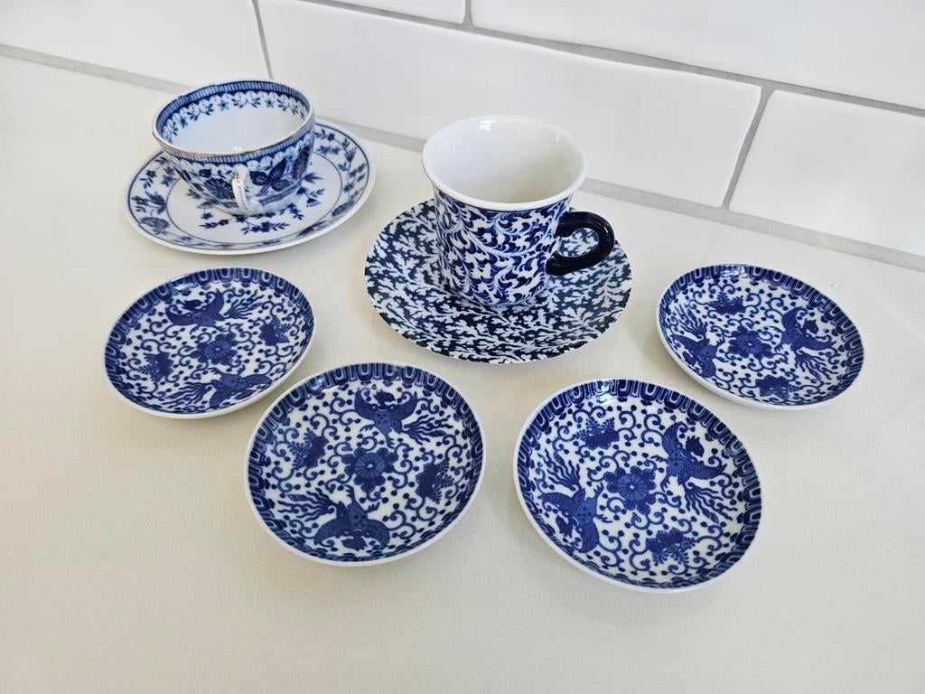 Vintage Delfts Blauw Servies: Kopjes, Schotels & Kommen, Ophalen of Verzenden, Porselein, Overige stijlen, Kop(pen) en/of Schotel(s)