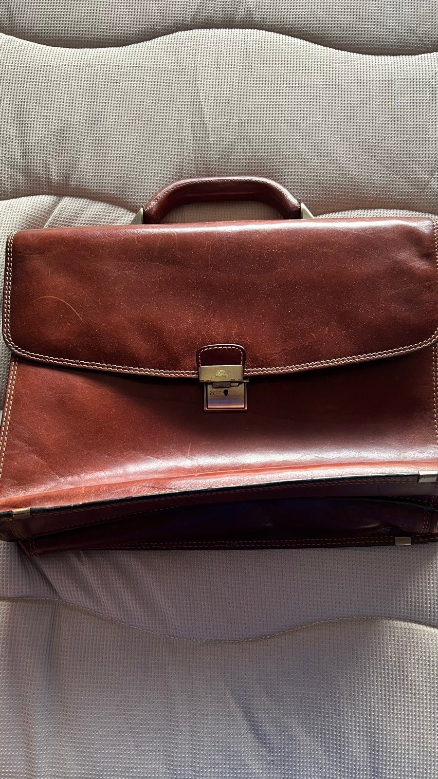 Leren Aktetas / Businesstas - Bruin, Sieraden, Tassen en Uiterlijk, Ophalen of Verzenden, Gebruikt, Bruin, Overige typen