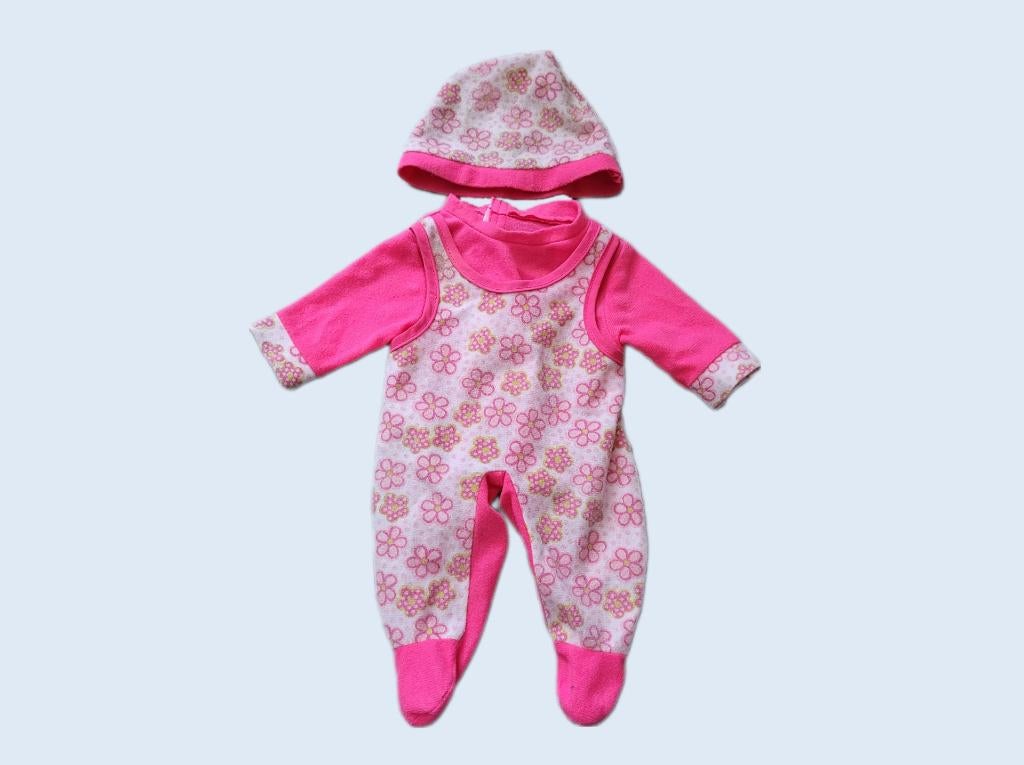 Roze poppen boxpakje met mutsje ~ SJ4054, Ophalen of Verzenden, Gebruikt, Babypop