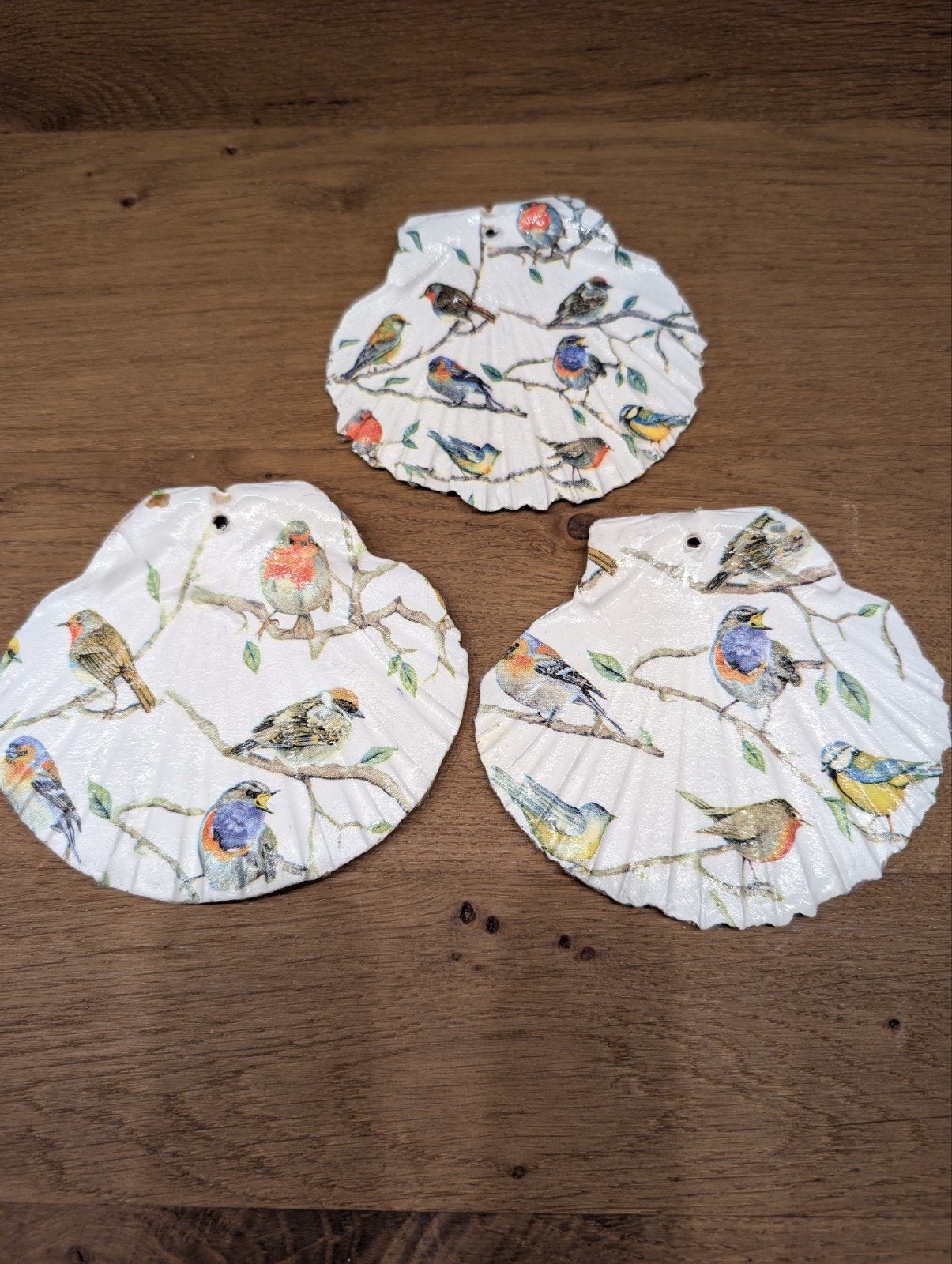 Gedecoreerde Jacobsschelpen met vogels of vlinders, Ophalen of Verzenden