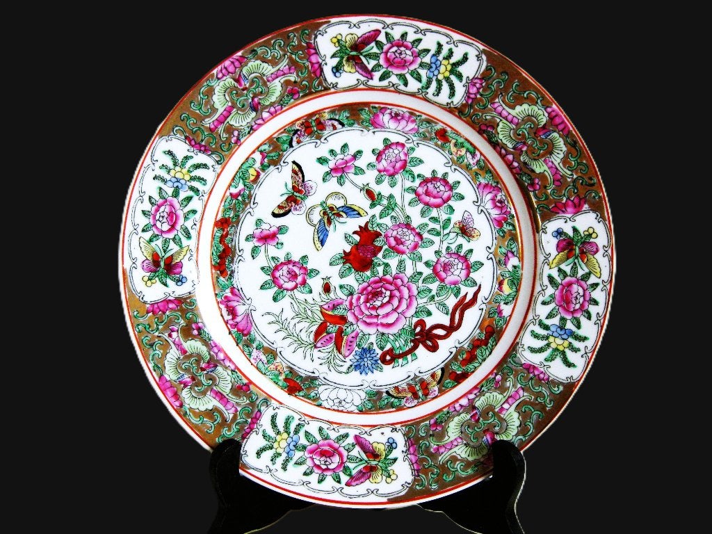 Chinees handbeschilderd bord van porselein - Familie Rose., Antiek en Kunst, Ophalen of Verzenden
