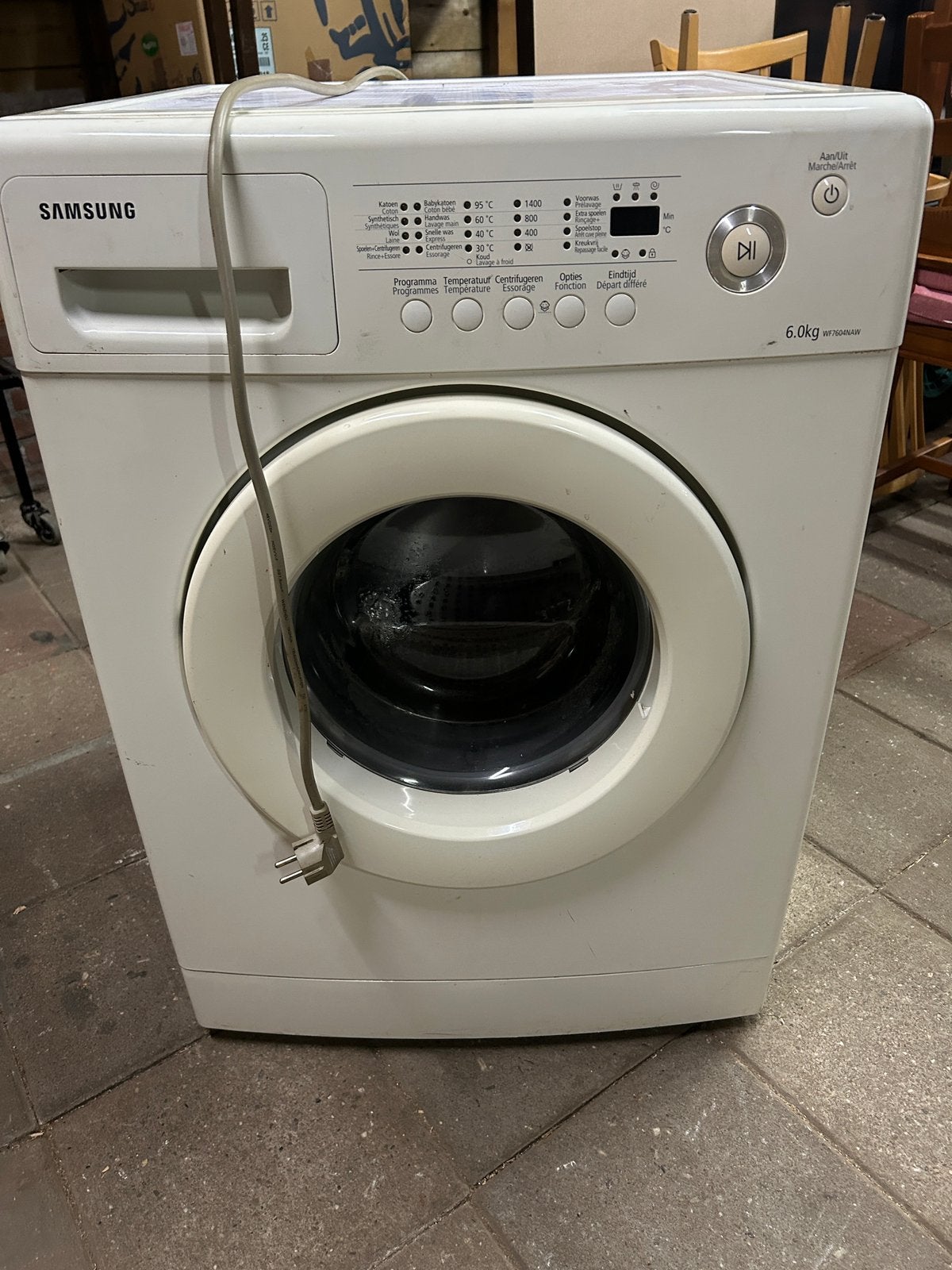 Samsung wasmachine wf7604naw, 6 tot 8 kg, Ophalen, 1200 tot 1600 toeren, 85 tot 90 cm