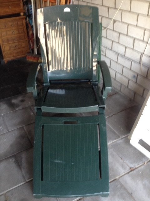 Tuin lig stoel groen, Tuin en Terras, Tuinstoelen, Ophalen, Zo goed als nieuw, Kunststof, Inklapbaar