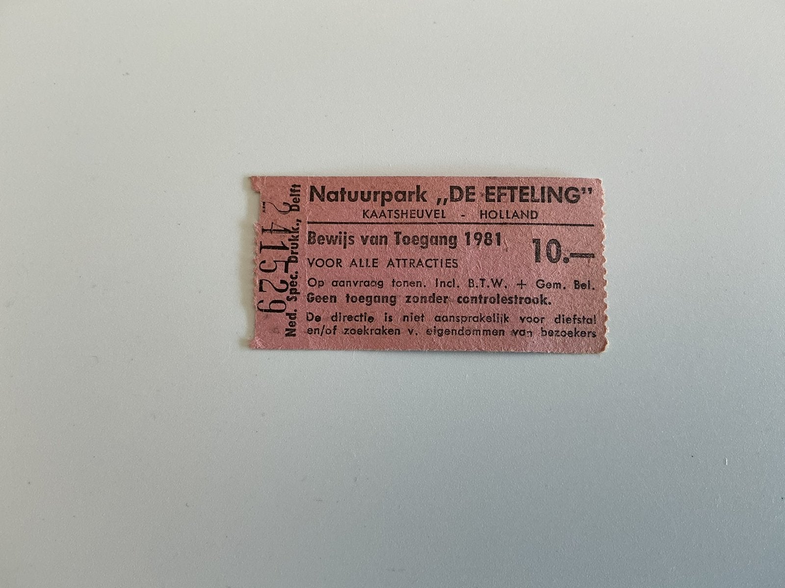 Vintage Efteling toegangsbewijs opening Python, Ophalen of Verzenden, Zo goed als nieuw, Overige typen