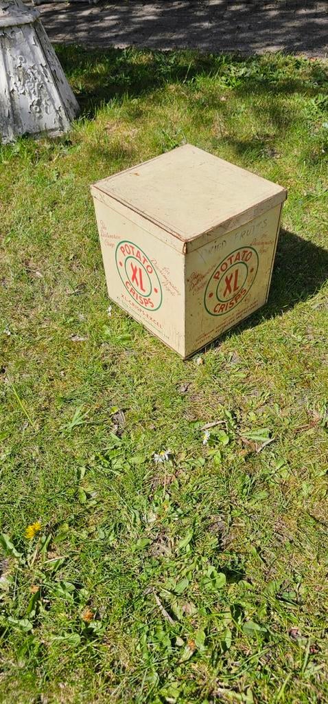 Vintage 'Potato XL Crisps' blik voor chips, Ophalen of Verzenden