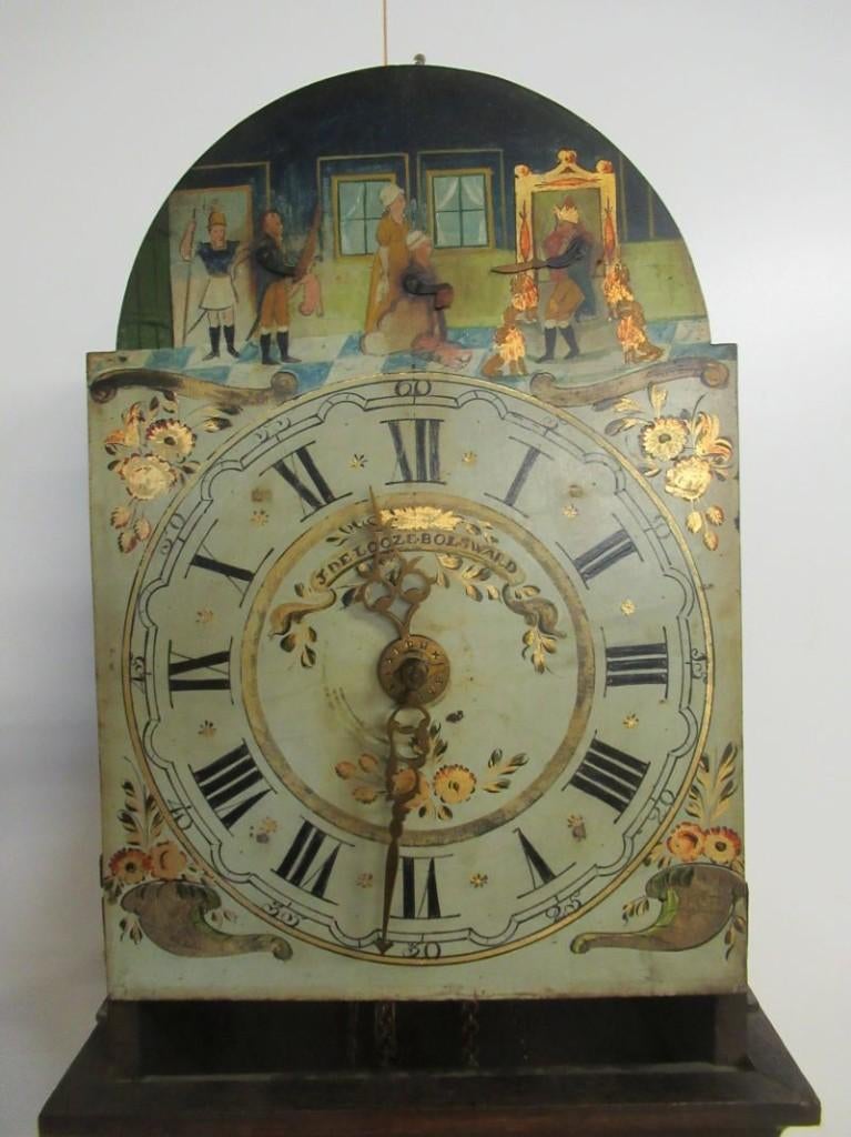 Oer 11769 ANTIEKE staartklok met Salomons oordeel mechaniek, Antiek en Kunst, Antiek | Klokken, Ophalen