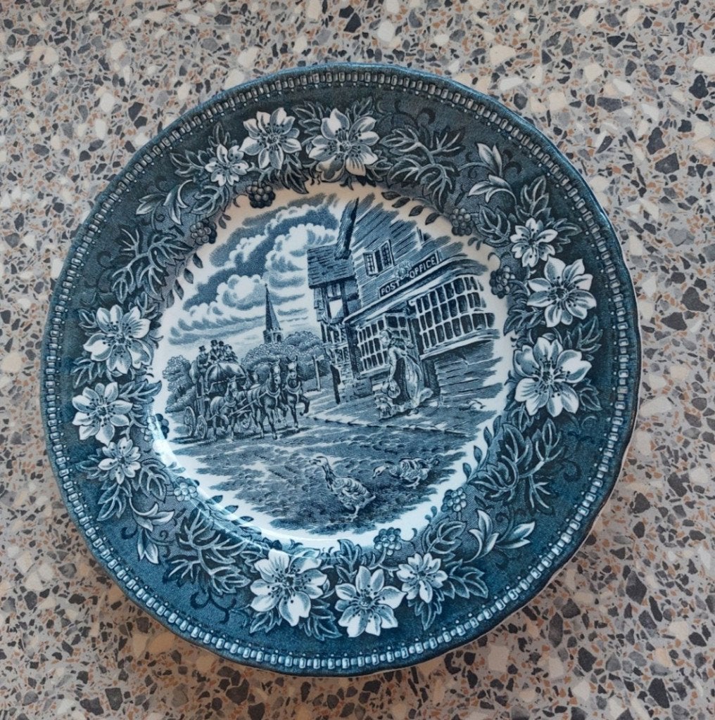 5 borden blauw Coaching Taverns Royal Tudor Ware, Overige merken, Ophalen of Verzenden, Zo goed als nieuw, Bord(en)