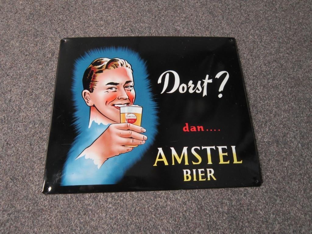 AMSTEL BIER BLIKKEN RECLAMEBORD, Ophalen, Gebruikt, Reclamebord, Plaat of Schild, Amstel