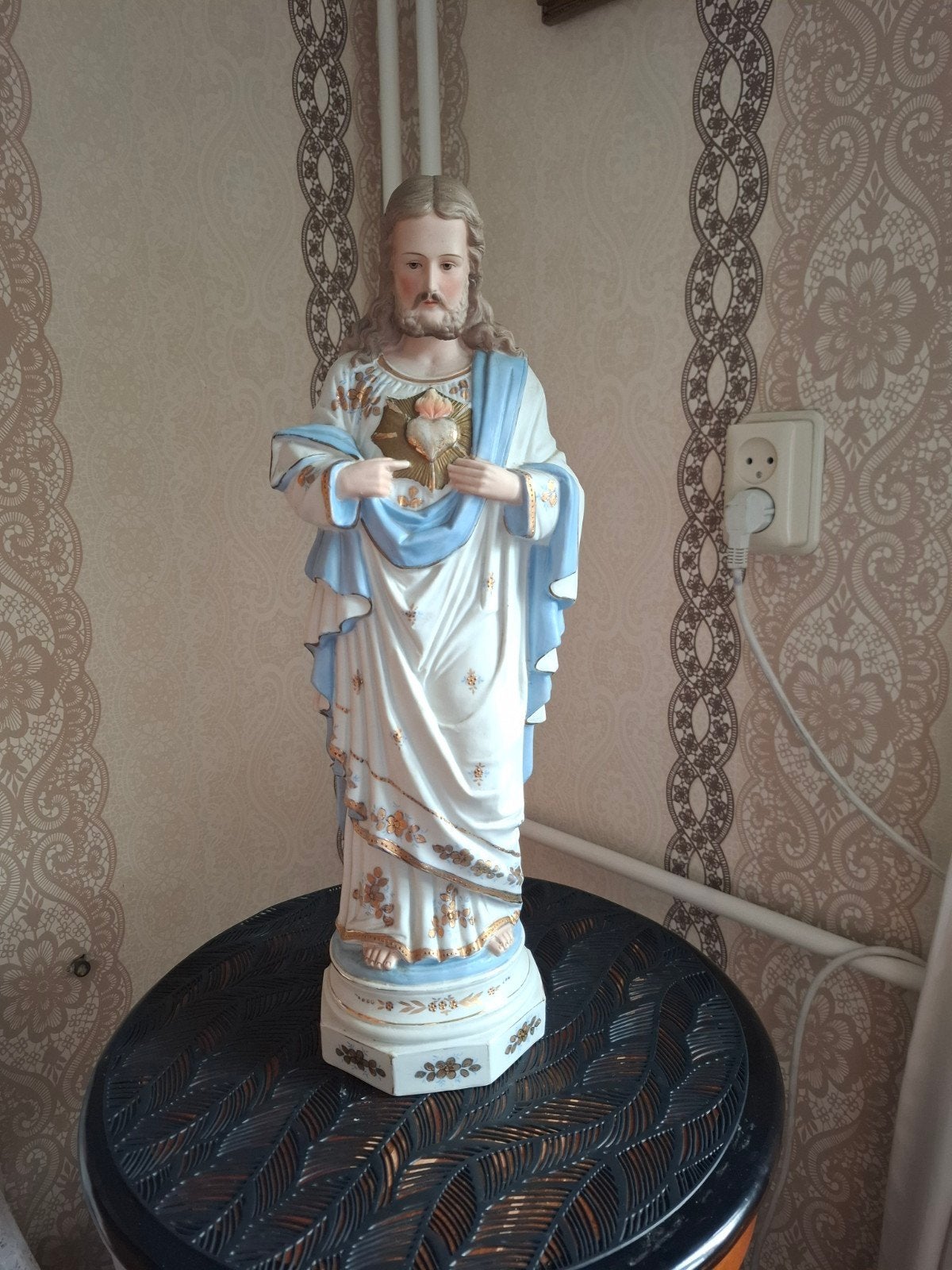 Vintage Heilig Hart Jezus beeld - Porselein, Ophalen of Verzenden