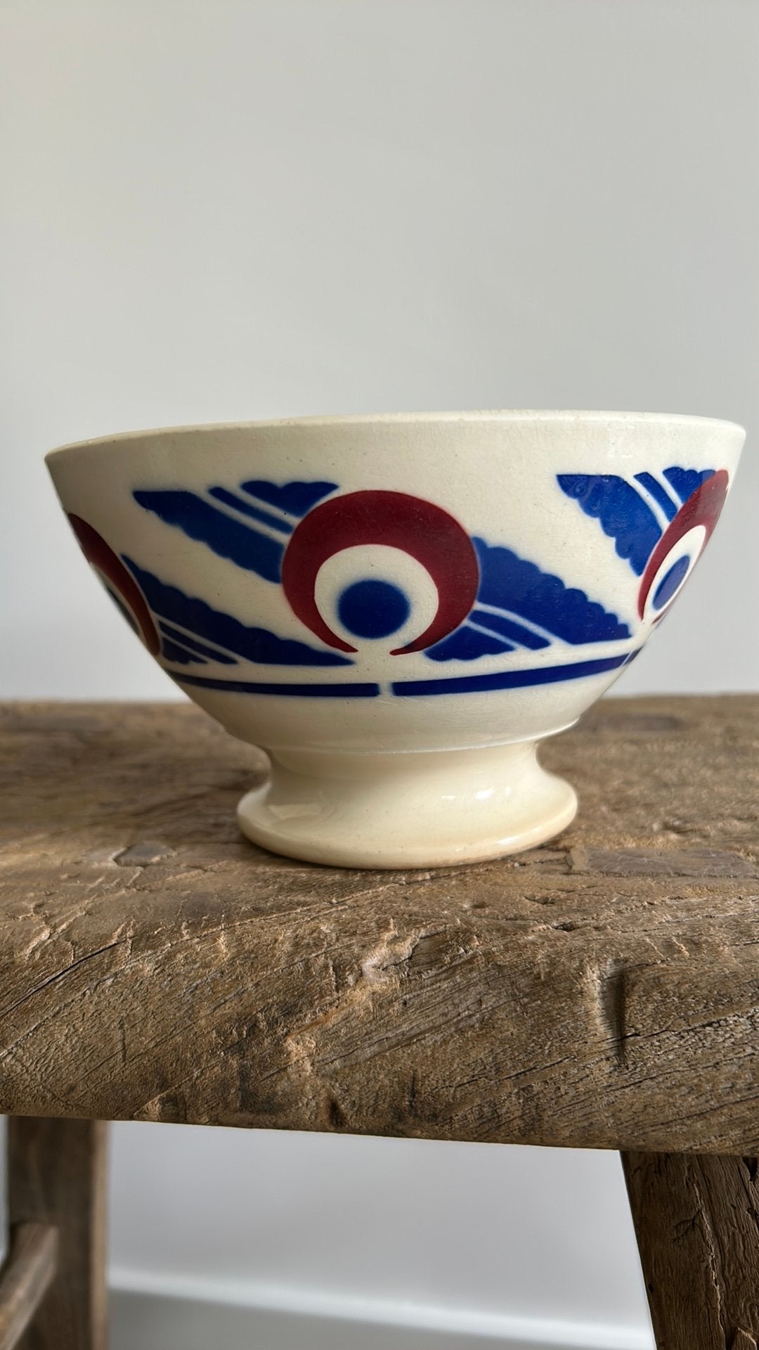 Grote zeldzame  franse spoelkom blauw / bordeaux badonviller, Antiek en Kunst, Verzenden