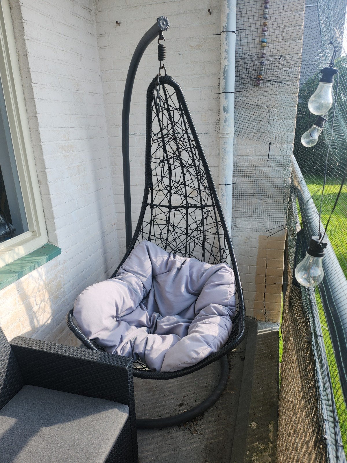 Comfortabele hangstoel voor tuin of balkon, Zwart, Ophalen of Verzenden, Zo goed als nieuw, Eén
