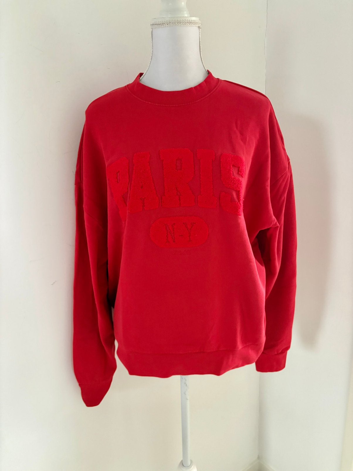 Rode Maje Paris NY trui met fluwelen opdruk - maat 36, Kleding | Dames, Ophalen of Verzenden, Nieuw, Maat 36 (S), Rood