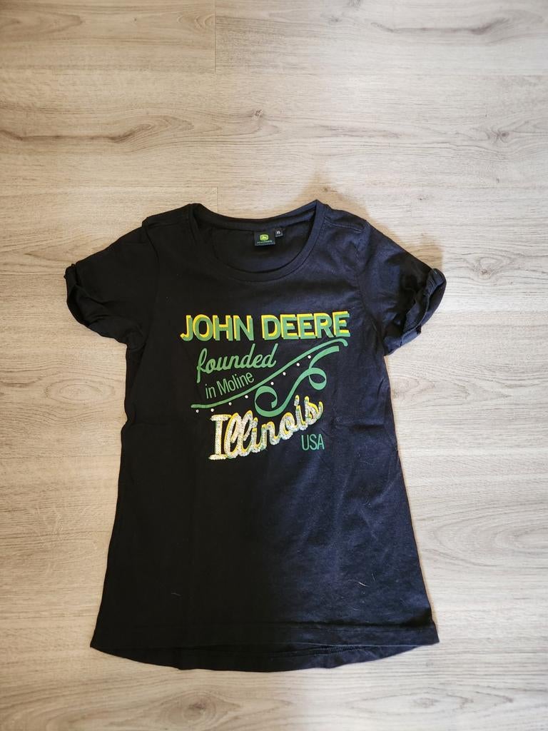 John Deere T-shirt Zwart Maat XS dames, John Deere, Zwart, Ophalen of Verzenden, Zo goed als nieuw