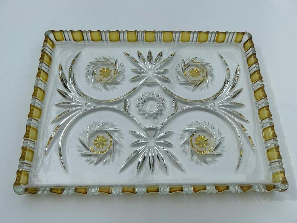 Boheems serveerblad kristal, Antiek en Kunst, Antiek | Glas en Kristal, Ophalen of Verzenden