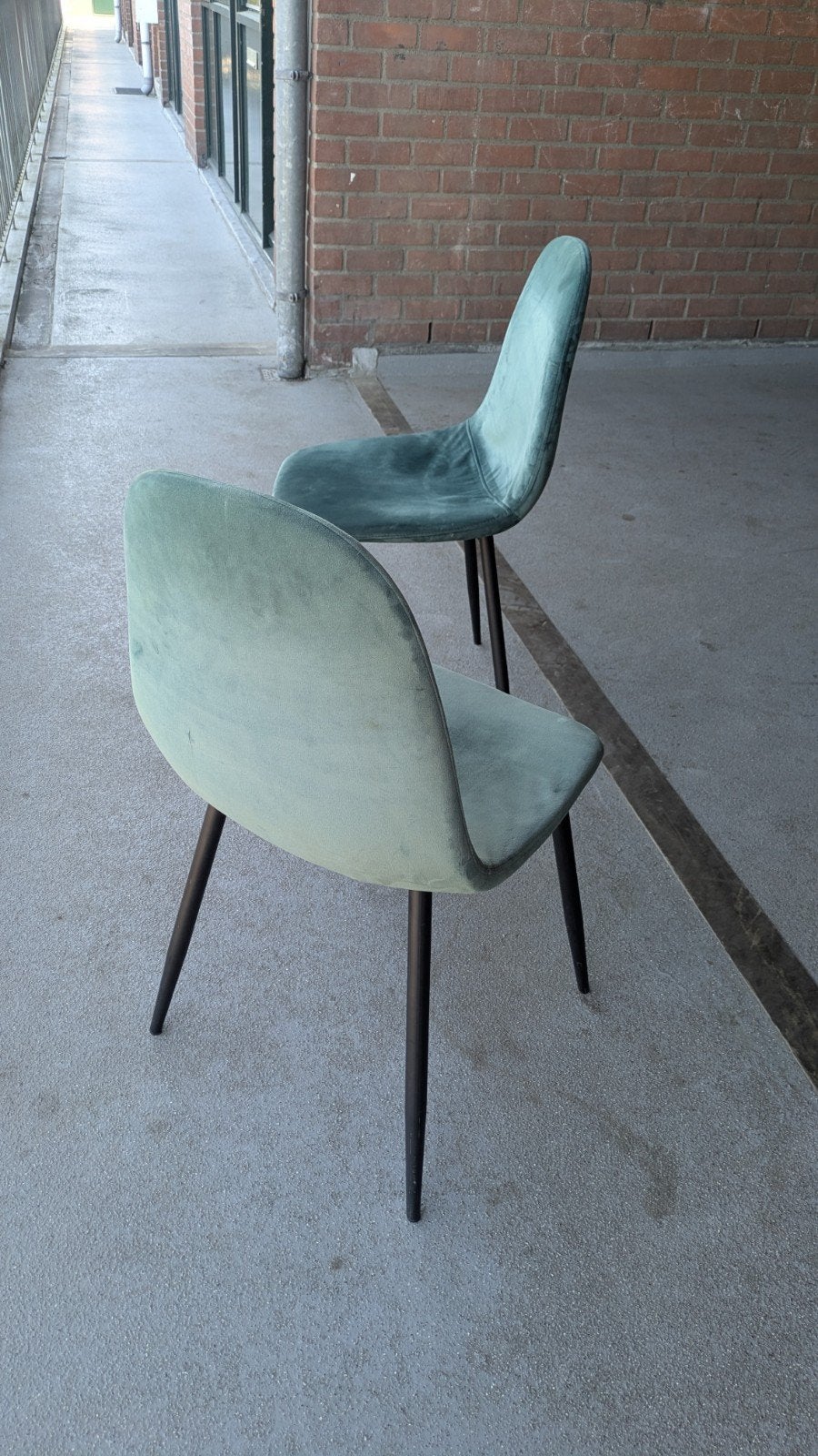 Set van 2 suède stoelen, donkergroen, Ophalen, Gebruikt, Twee, Overige kleuren