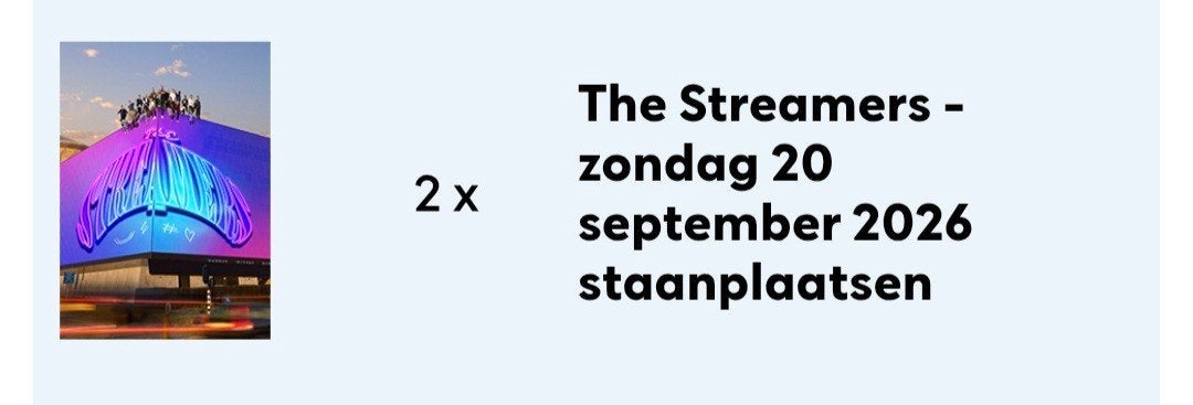 The streamers, zondag 20 september staanplaatsen 13.30 uur., Tickets en Kaartjes, Twee personen