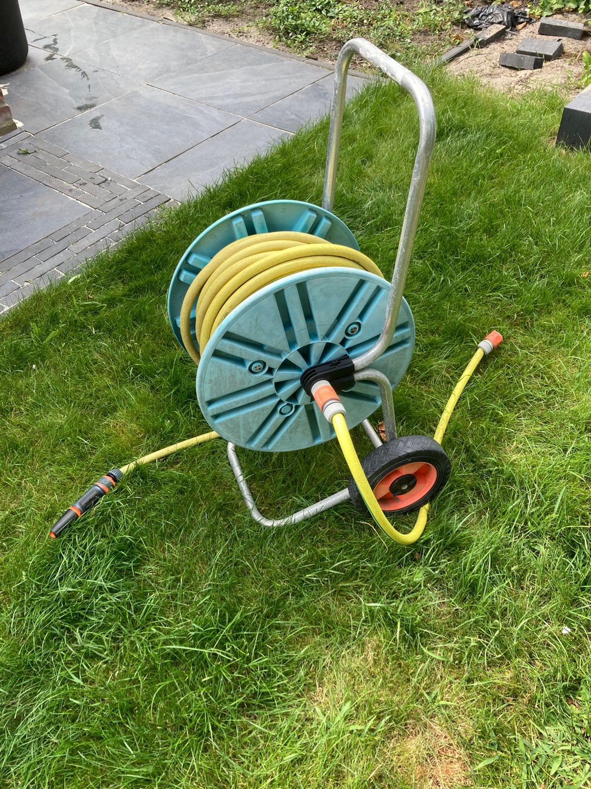 Tuinslang 25 meter op haspel, Tuin en Terras, Tuinslangen, Ophalen, Gebruikt, Tuinslanghaspel