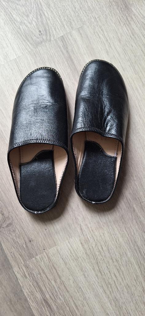 Nieuw: leren sloffen, zwart, maat 37, Zwart, Nieuw, Ophalen of Verzenden, Pantoffels of Sloffen