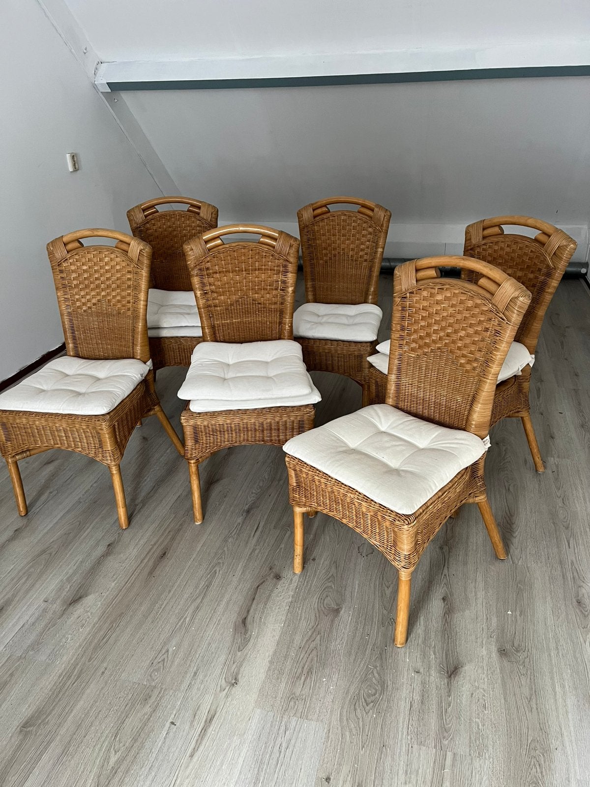 Rieten stoelen, Huis en Inrichting, Stoelen, Ophalen, Gebruikt, Bruin, Riet of Rotan