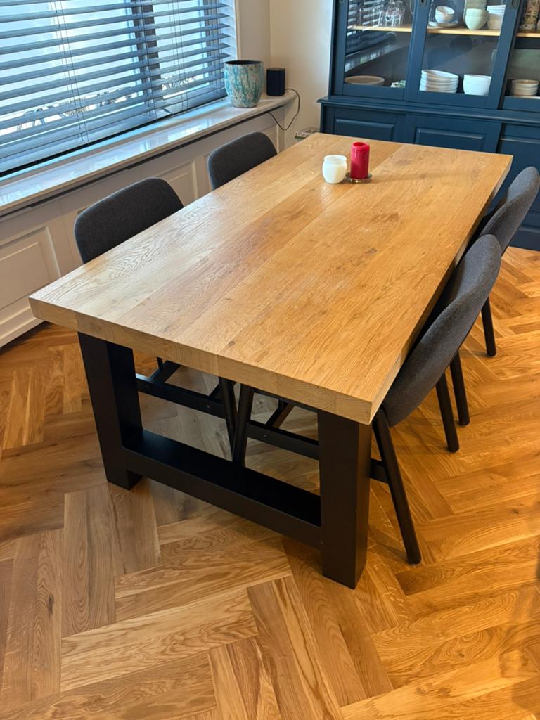 Eiken eettafel 18090 cm, Ophalen, Eikenhout, 50 tot 100 cm, Zo goed als nieuw