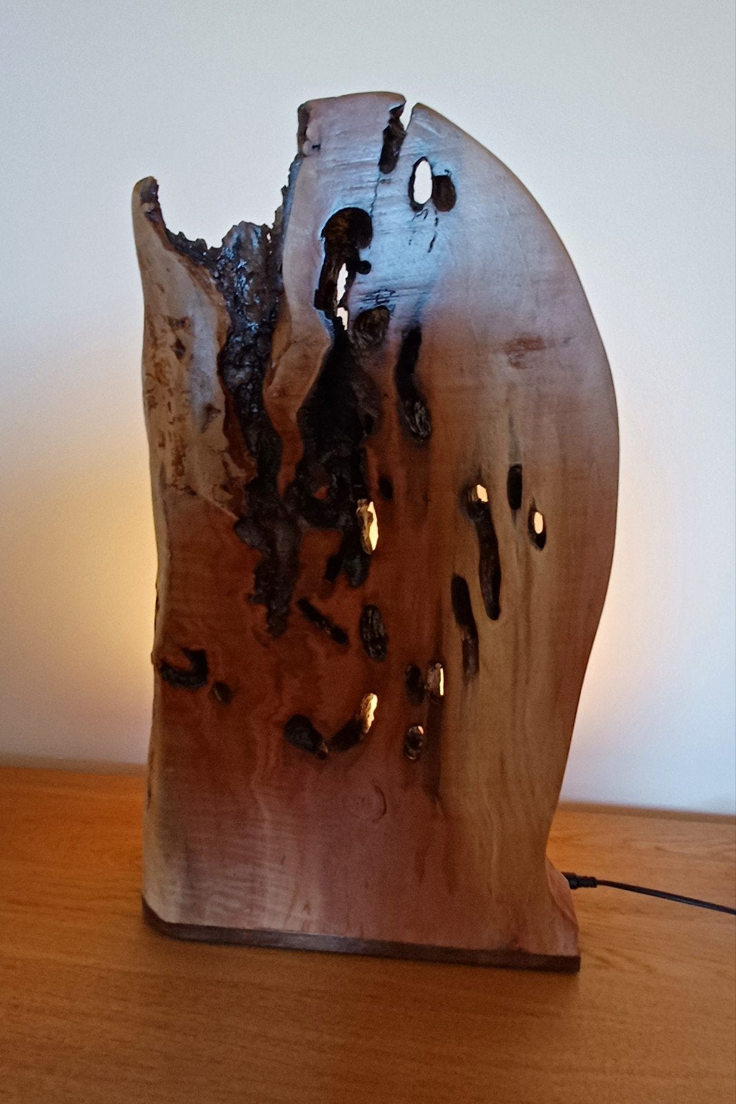 kunsthouten led lamp met dimmer, Ophalen