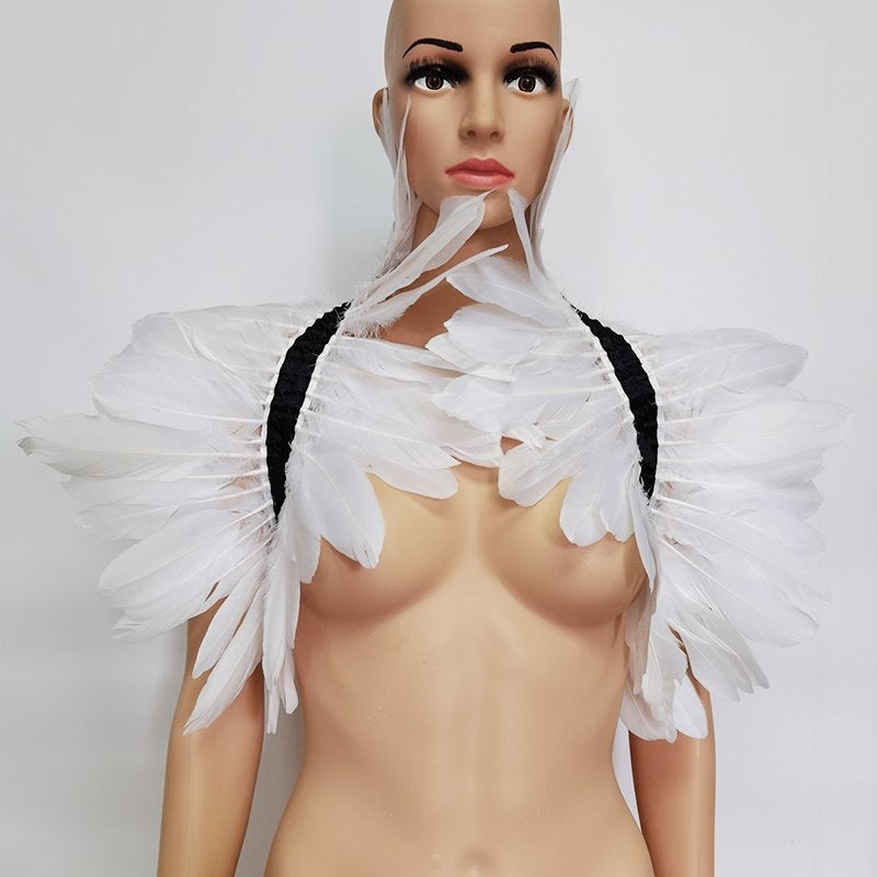 Witte dames victoriaanse veren bolero (kraag gothic sjaal), Verzenden, Nieuw