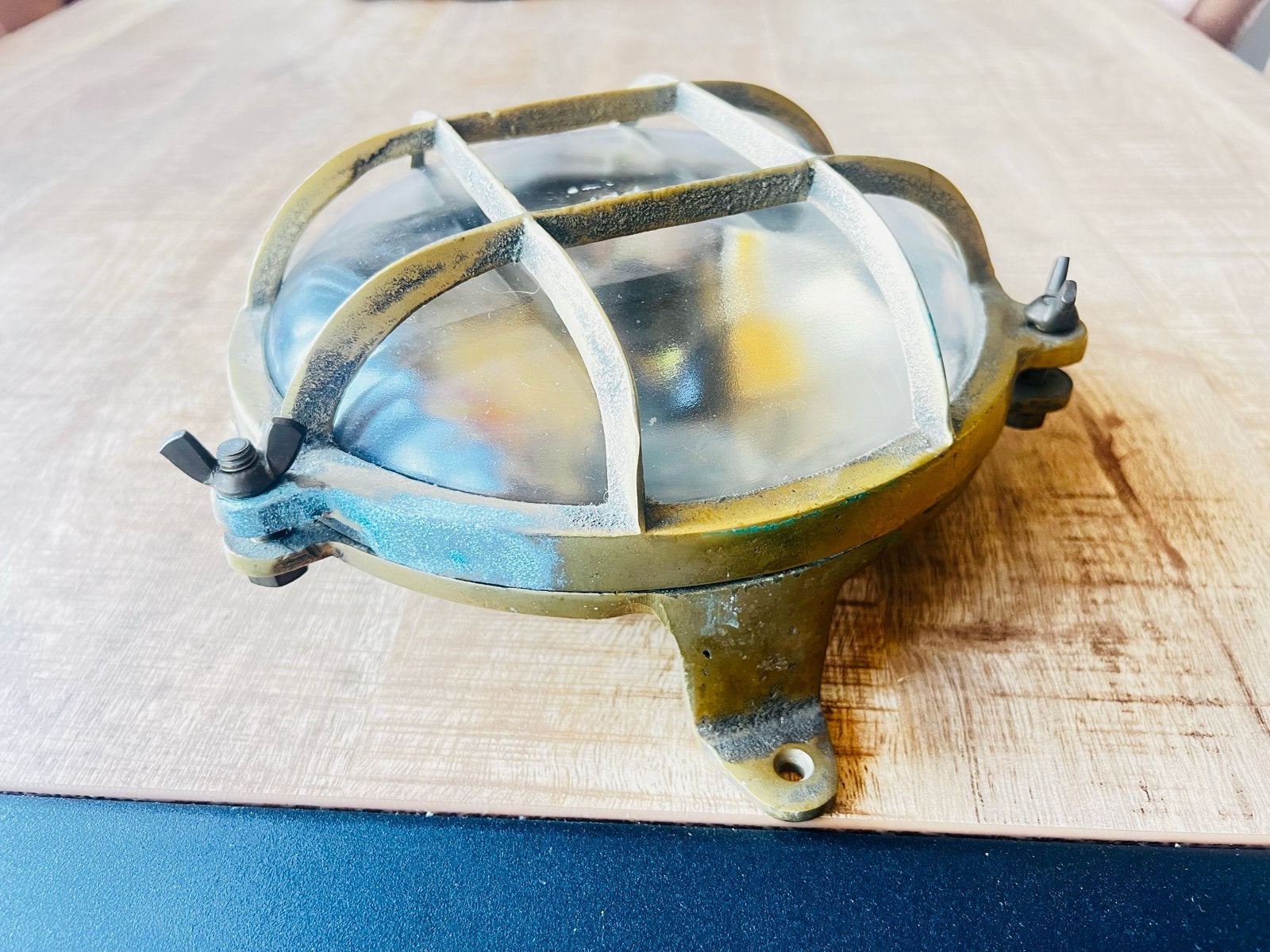 Vintage scheepslamp van messing - Maritieme stijl, Ophalen of Verzenden