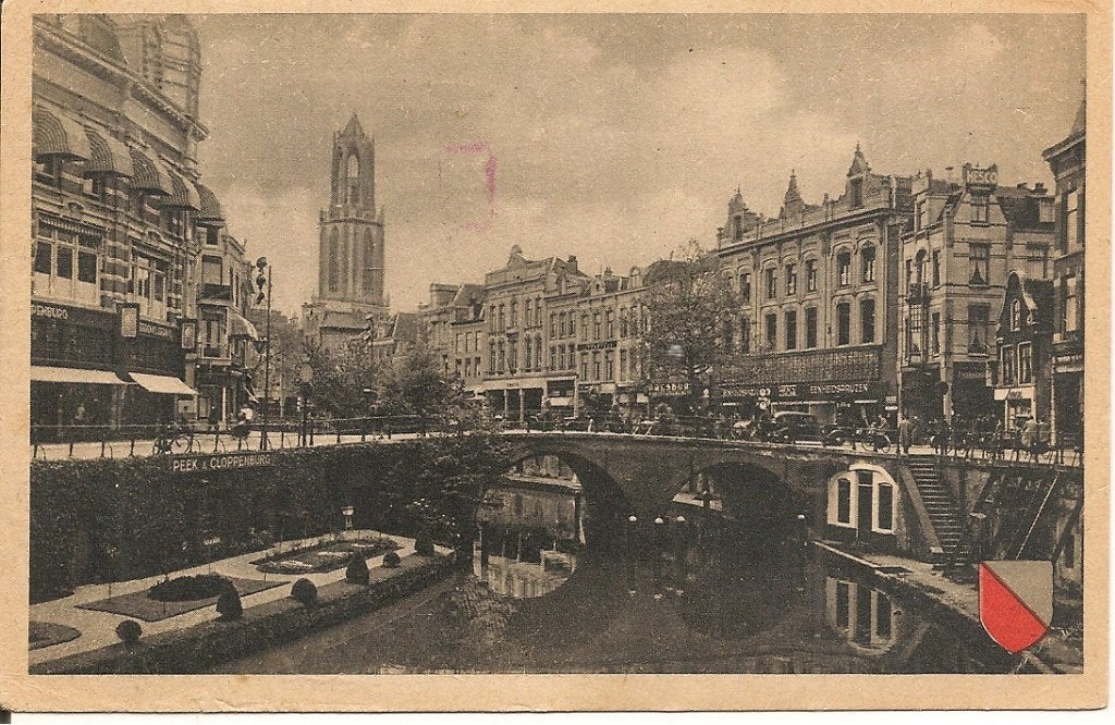 Oude ansichtkaart Utrecht - Oudegracht met Bakkerbrug (1946), Ophalen of Verzenden, 1940 tot 1960, Gelopen, Utrecht