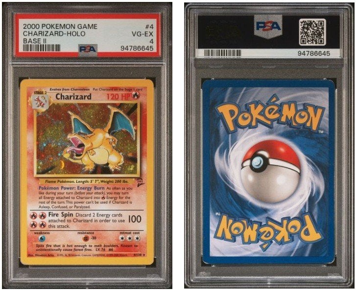 Charizard 4/130 Base Set 2 Holo English PSA 4, Ophalen of Verzenden, Zo goed als nieuw, Losse kaart, Foil