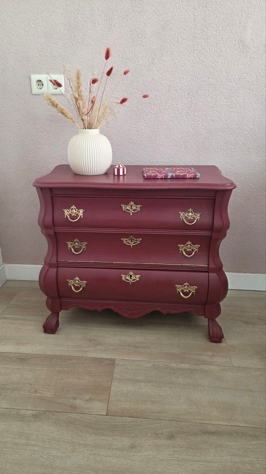 vintage ladenkastje (buik) burgundy,bordeaux  rood, Ophalen, 25 tot 50 cm, 50 tot 100 cm, Minder dan 100 cm