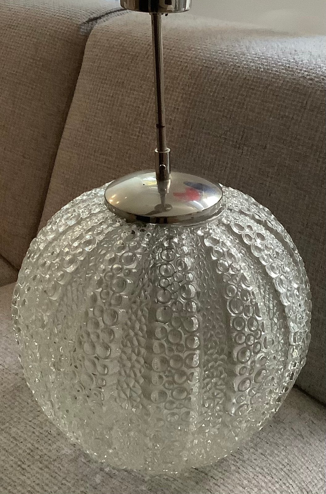 Vintage  Bubbelglas hanglamp 50s/60s  zwaar in gewicht, Gebruikt, Jaren 50-60, Glas, E27 (groot)