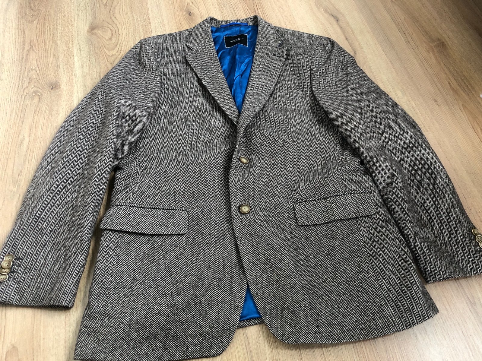 Giordano tailored blazer visgraat bruin Martin 52, Maat 52/54 (L), Bruin, Ophalen of Verzenden, Zo goed als nieuw