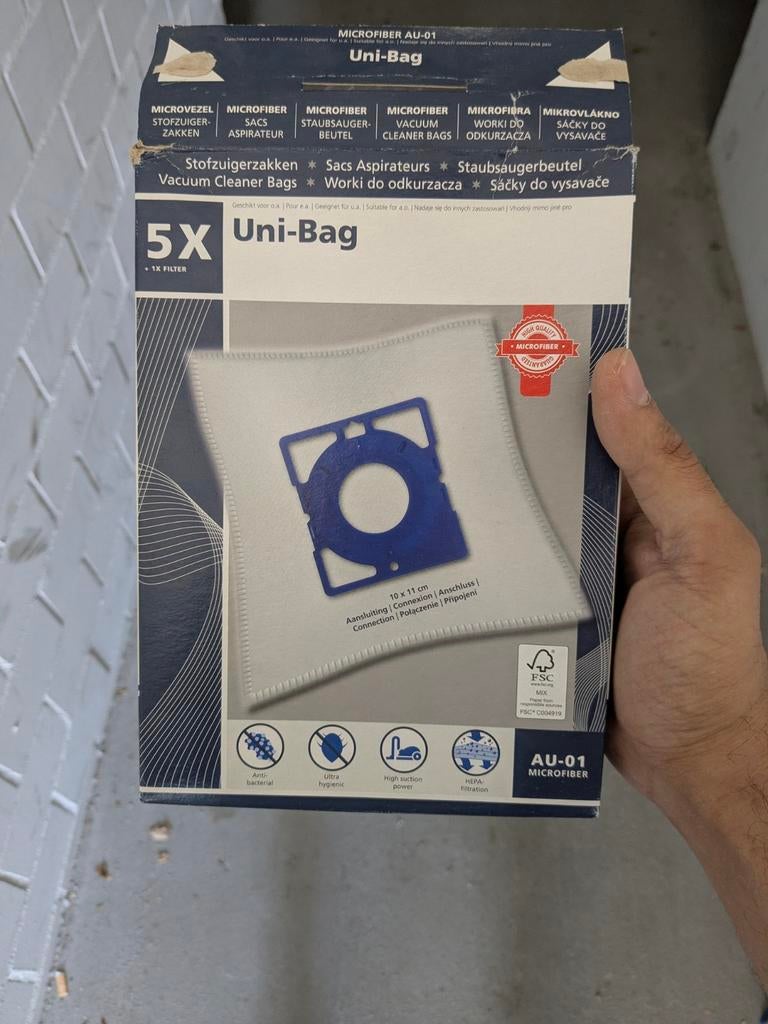 Uni-Bag Microfiber Stofzuigerzakken AU-01 (4 stuks + filter), Ophalen, Nieuw, Stofzak, Overige typen