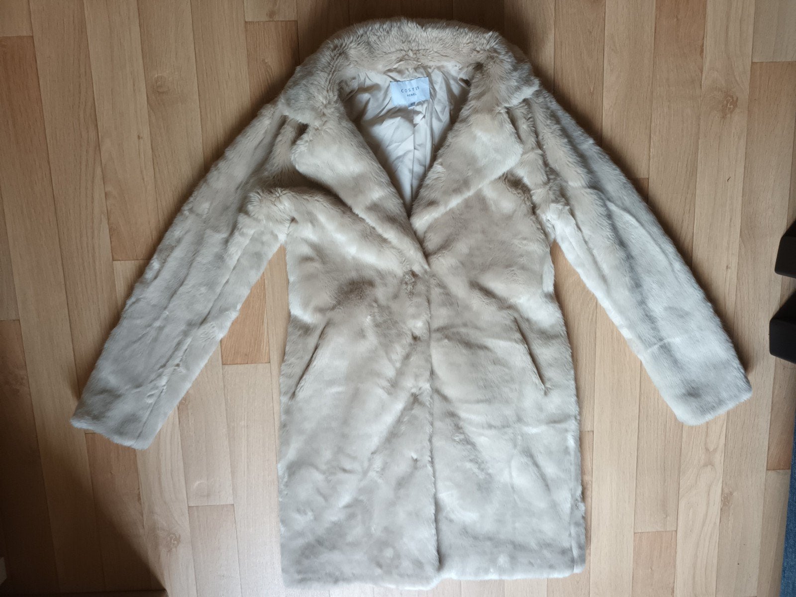 Beige lange winterjas Costes rebel maat S lang met knopen, Beige, Ophalen of Verzenden, Costes, Maat 36 (S)