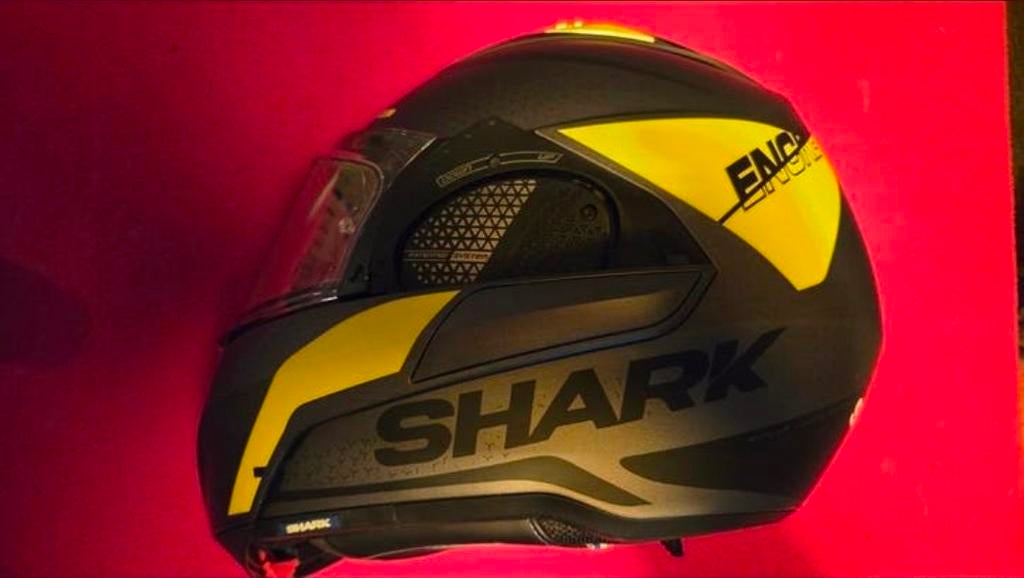Shark motorhelm - Zwart/Geel, Motoren, Ophalen of Verzenden, Tweedehands, Shark