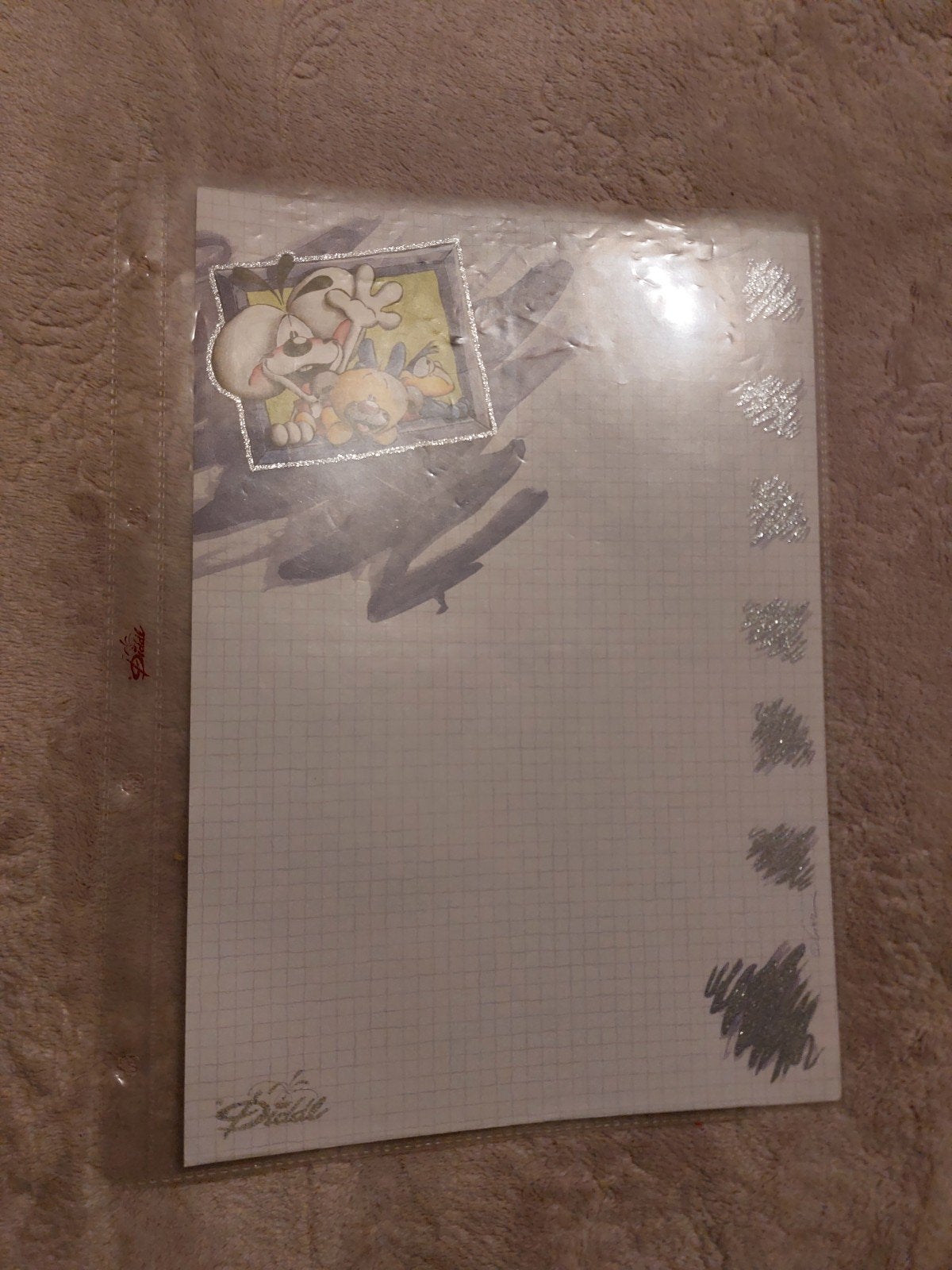 Diddl glitter A4 blad Zeldzaam + Diddl mapje, Verzamelen, Ophalen of Verzenden