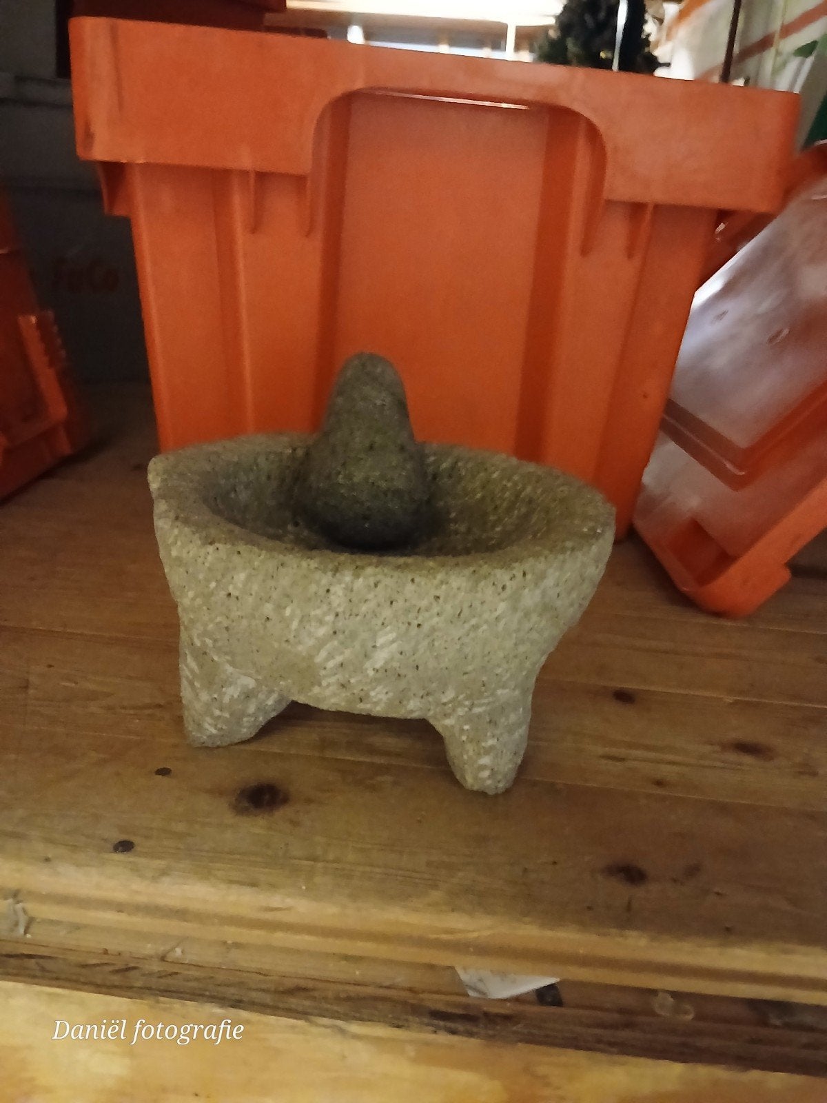 Robuuste vijzel van steen met stamper, Antiek en Kunst, Ophalen of Verzenden